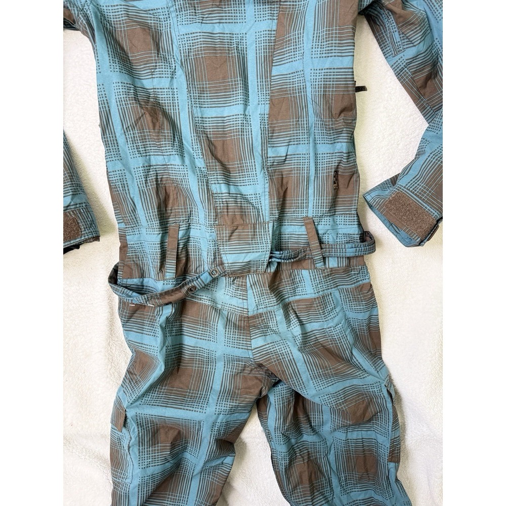 Roxy Womens Utility 5000 Snow Suit One Piece Blue Brown Plaid Ski Snowboard‎ M - Picture 6 of 16